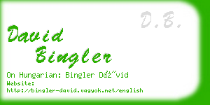 david bingler business card
